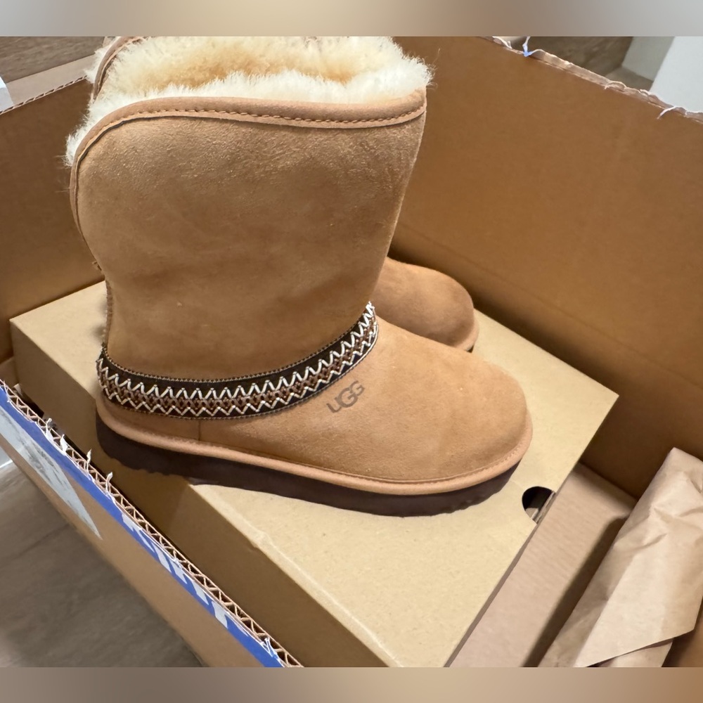 UGG Chestnut Suede Boots with Plush Lining